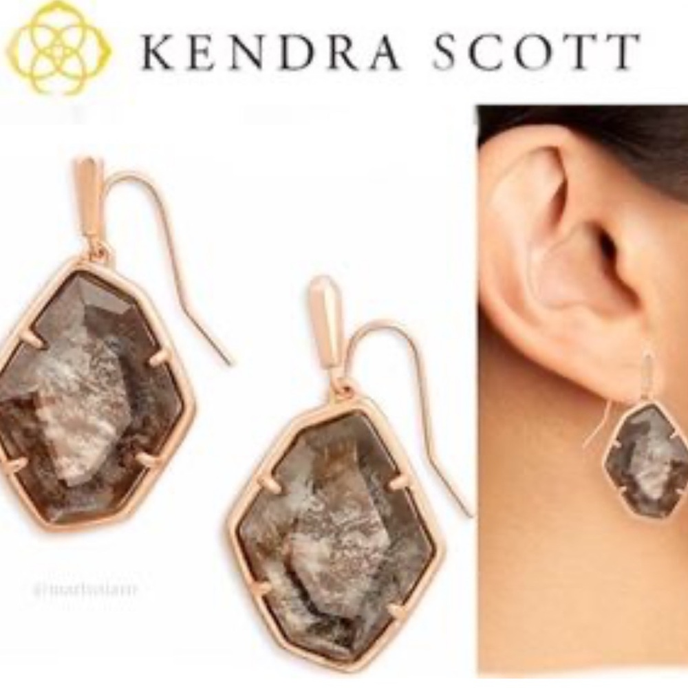 Kendra Scott Gold and Brown Geometric Earrings